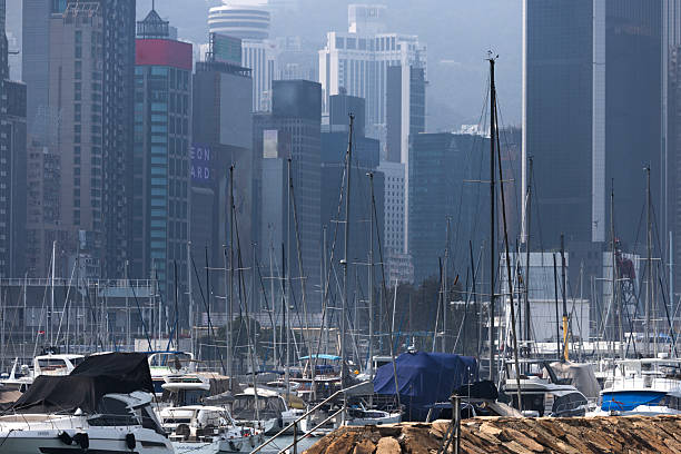 Hong Kong city skyline from a high vantage point