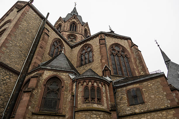 1990 old Positive Film scanned, View of Erfurt Cathedral, Thuringia, Germany.