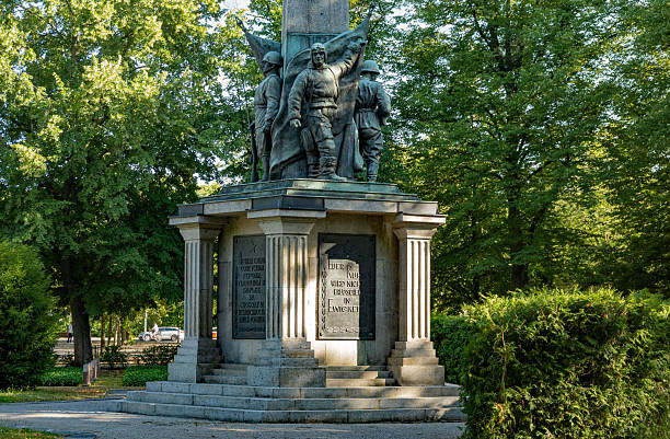 Potsdam, Germany - June 30, 2025: Memorial cemetry of Soviet soldiers in Potsdam, in commemoration of those died during second world war, near Bassinplatz