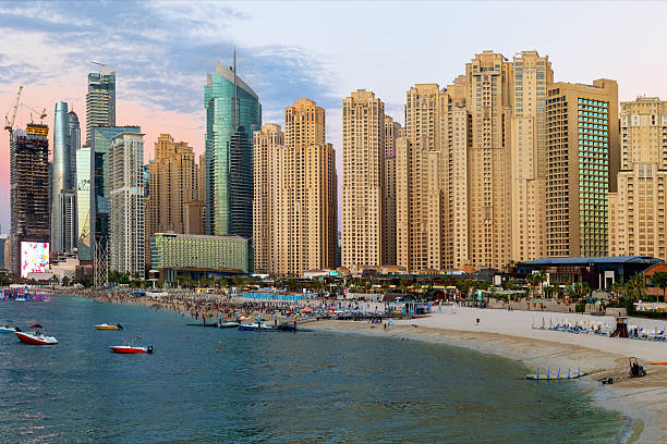 istock Dubai Jumeirah beach at sunset, UAE. 2238304719