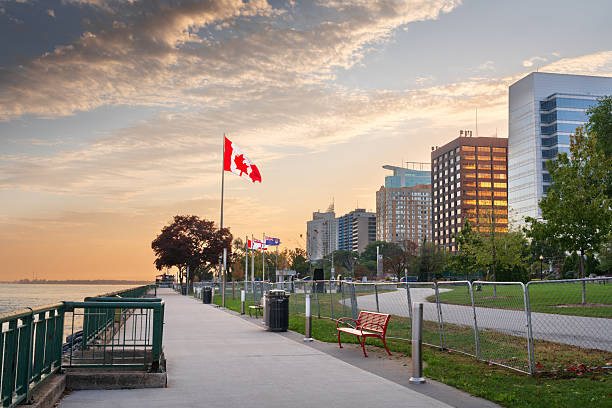 Windsor, Ontario, Canada skyline on the Detroit River