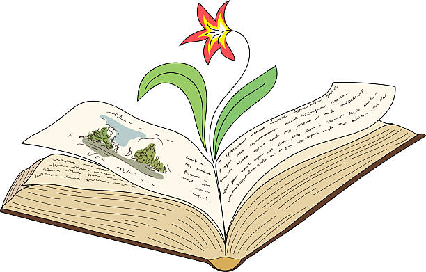 istock An ancient open book with a flower growing out of it 2238313115