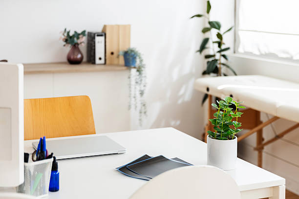istock Empty doctor's office preparing for medical consultation 2238318595