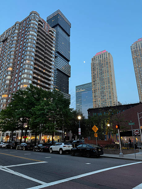 istock Modern Skyscrapers at Dusk | Jersey City Skyline with Moon 2238321382