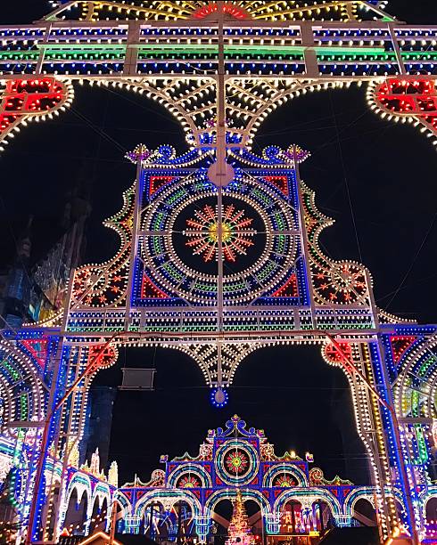 istock Shiny Christmas decorations at Christmas market 2238334172