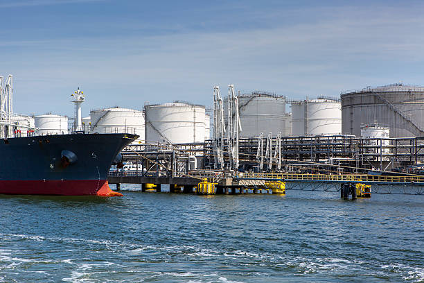 istock Port of Antwerp - large storage tanks, refinery 2238336623