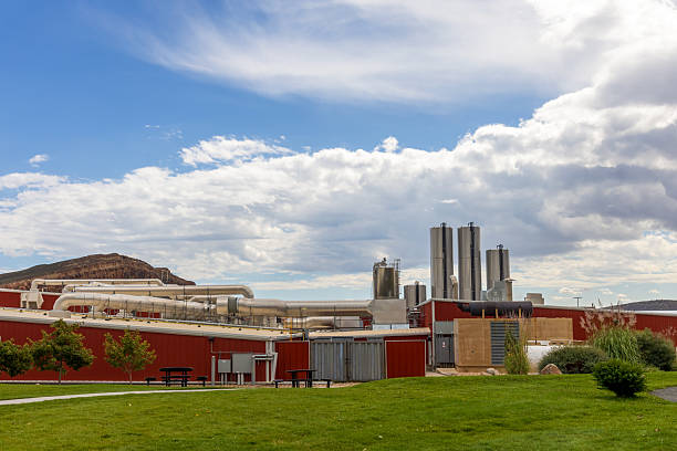 Modern Dairy Farm in Colorado. Rural landscape