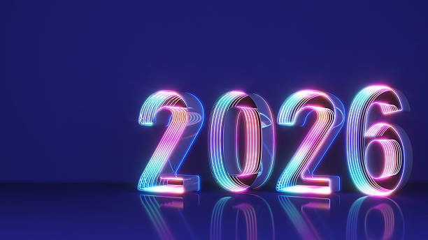 istock The path to 2026 is illuminated with neon light numbers, with a blue background.,3d rendering 2238344815