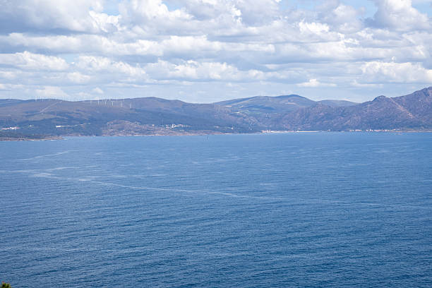 Stunning view of Cabo de Finisterre cliffs and Atlantic Ocean, Galicia, Spain. Known as \