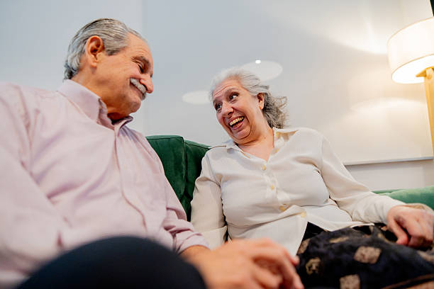 istock Happy senior couple talking at home 2238354126