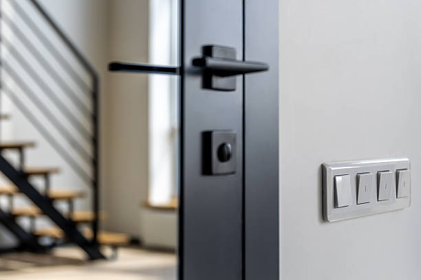 istock Door handle and switch block in bright corridor. Smart habits at home. 2238354416