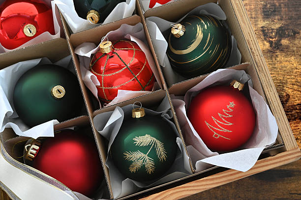 istock Overhead view of  Christmas ornaments 2238378989