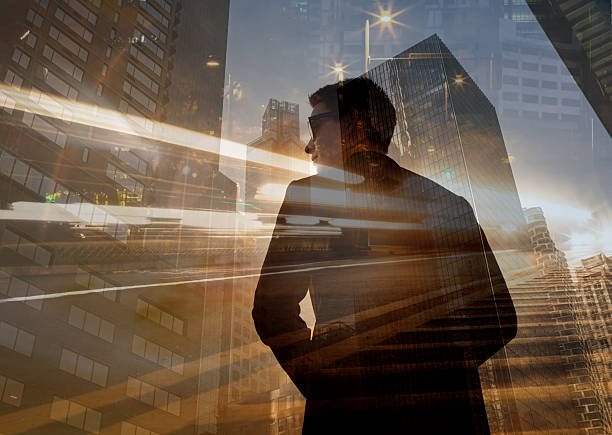 istock Businessman overlooking a busy city. 2238390464