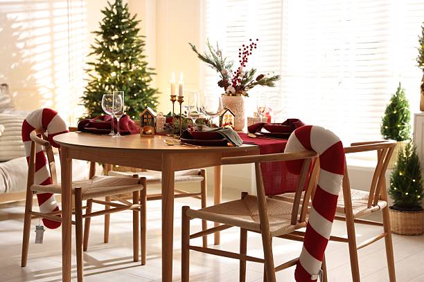 istock Christmas table setting with stylish dishware and festive decor indoors 2238401122