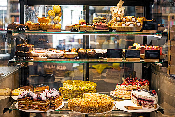 istock Different types of pastries, cakes on display at a cafe 2238401142