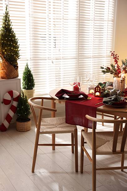 istock Christmas table setting with stylish dishware and festive decor indoors 2238401176