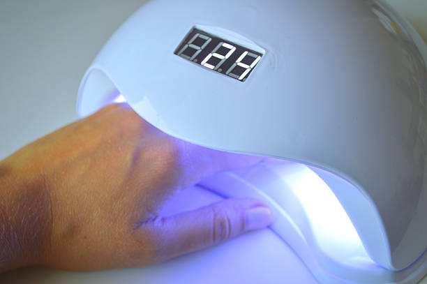 istock Hand under UV lamp for gel nail curing 2238401223