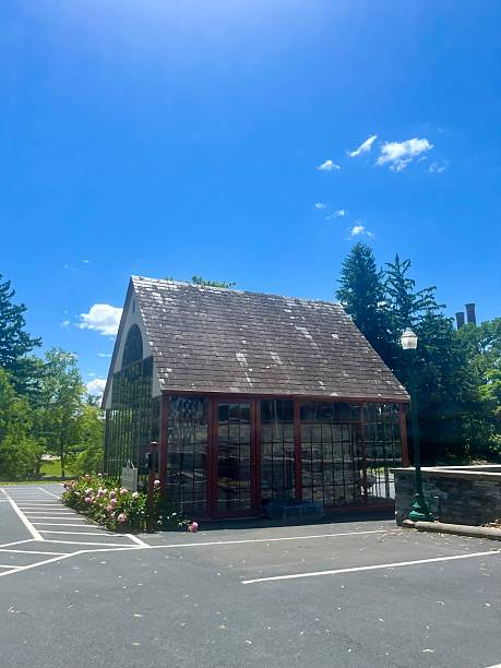 Hershey, PA, USA, 5.26.25 - The historical Derry Presbyterian Church that is enclosed in a protective glass building.