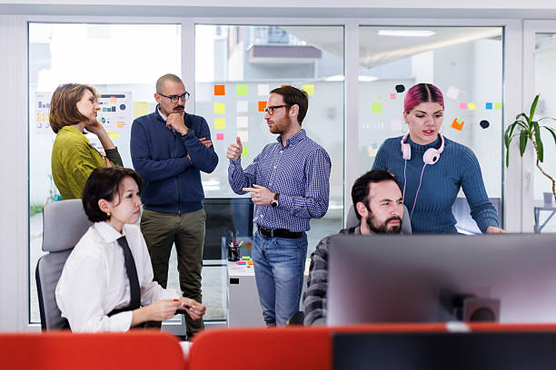 istock Business team collaboration in a modern office setting during a brainstorming session for a project 2238424288