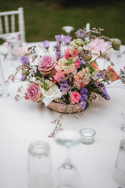 istock Wedding table with fresh flowers decoration. Forest / garden wedding 2238426822