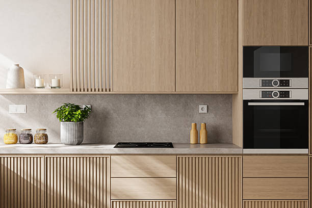 istock Japandi Countryside Kitchen with Matte Pine Cabinetry and Open Layout 2238429484