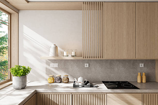 istock Japandi Countryside Kitchen with Matte Pine Cabinetry and Open Layout 2238429631