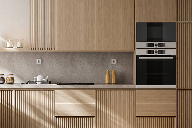 istock Japandi Countryside Kitchen with Matte Pine Cabinetry and Open Layout 2238429750