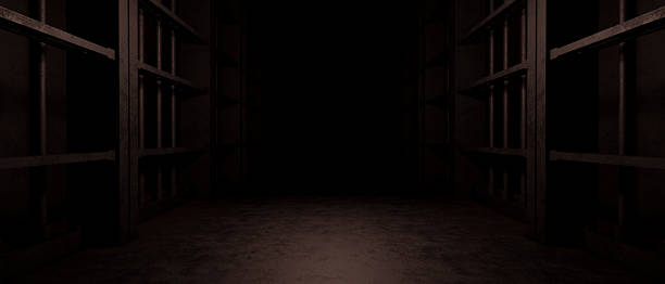 istock Dark Metal Corridor Prison Cell Background 2238443750