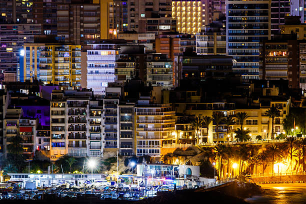 istock Benidorm Marina and Coastal Buildings at Night 2238444885