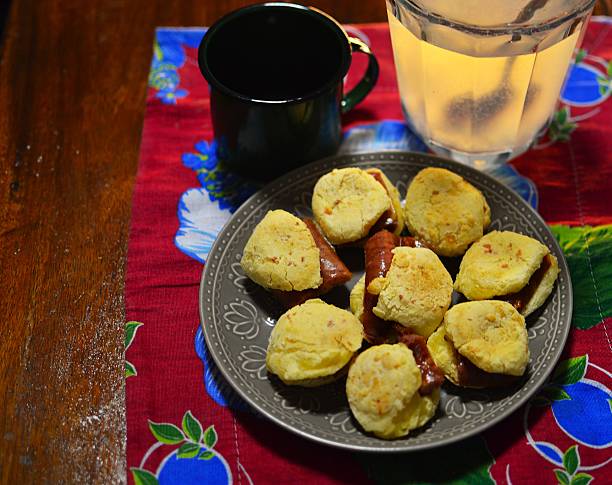 istock Brazilian Cheese Biscuits with Sausage, Coffee and Lemonade 2238445372