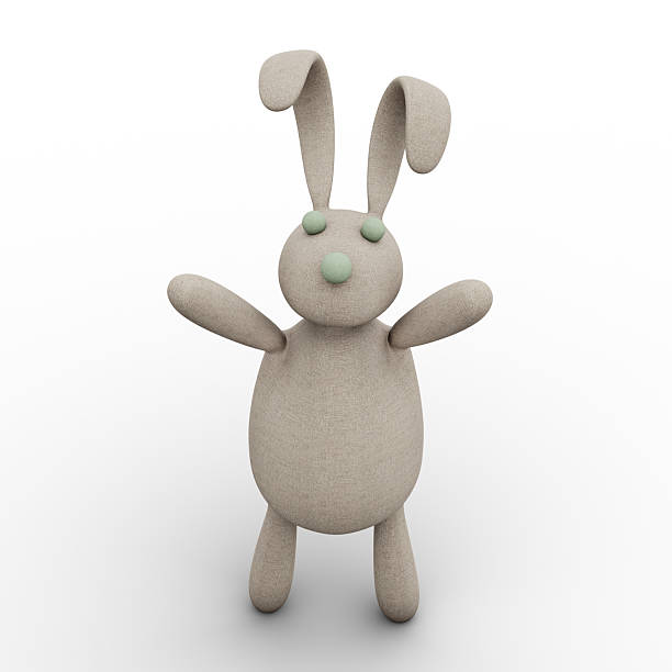 istock Plush Bunny Rabbit Cute, Charming and Funny Toy. 3D Illustration. File with Clipping Path. 2238452419