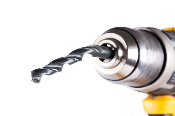istock close up of a drill with a bent drill bit 2238453412