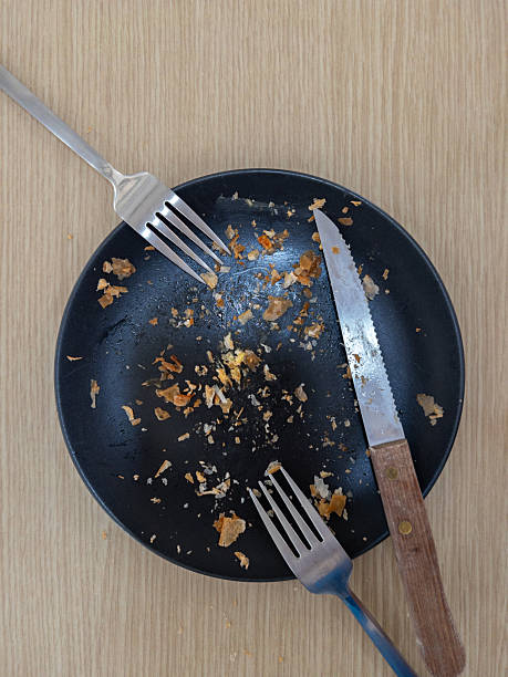 istock Empty plate with crumbs and cutlery after eating at the bakery. 2238463819