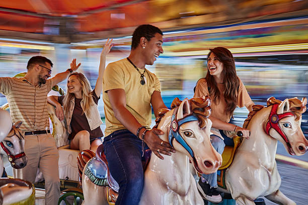 istock Merry-go-round carousel ride in blurred motion! 2238466347