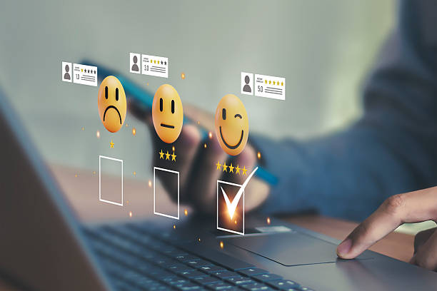 istock The concept of maximum satisfaction through applications and customer feedback 2238468063