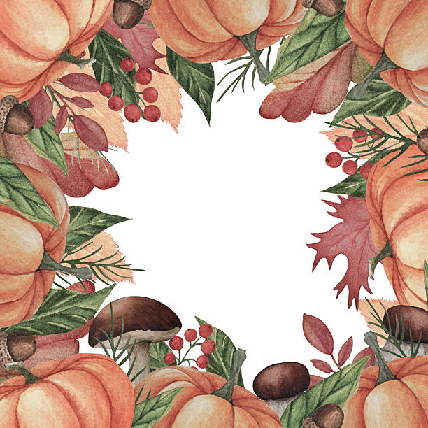 istock Watercolor colorful decorative square frame with autumn leaves 2238471833