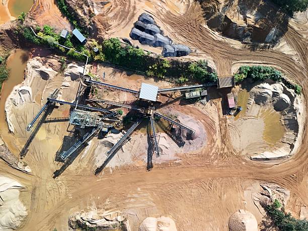 istock Drone Aerial View of Sand Processing Plant and Quarry Conveyor System 2238472413