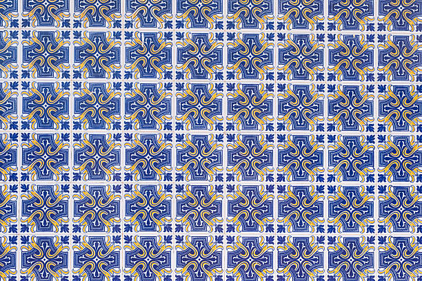 istock Decorative blue and yellow ceramic tiles form a repeating ornamental pattern 2238486281