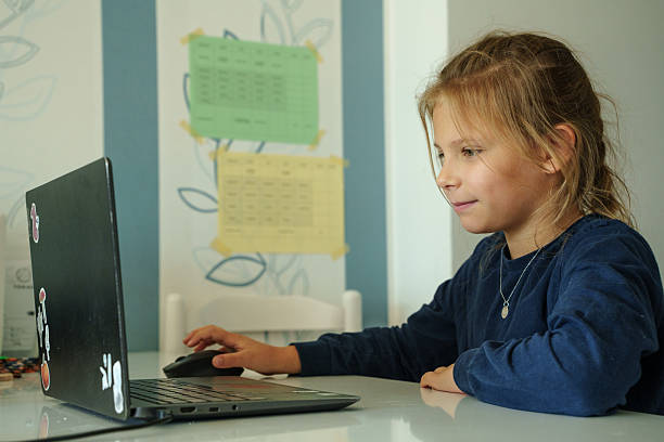 istock Girl studying online at home with laptop 2238486942