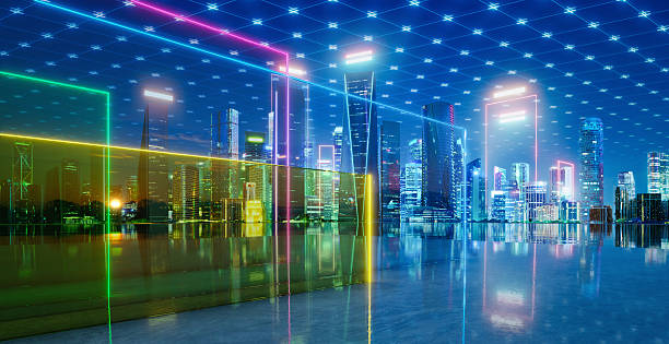 istock 3d rendering futuristic city skyline with neon light data networks 2238487889