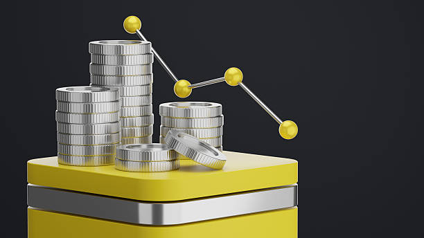 istock Financial Growth Concept With Stacks Of Coins On A Yellow Platform And Graph Model 2238496350