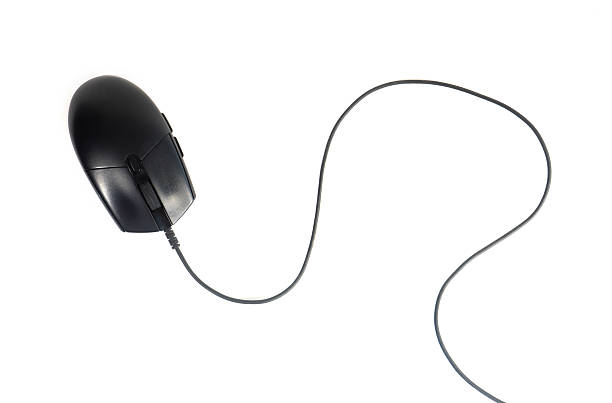 istock A black, wired optical computer mouse, isolated on a clean white background. A standard peripheral device for desktop computer navigation, work, or gaming 2238501133