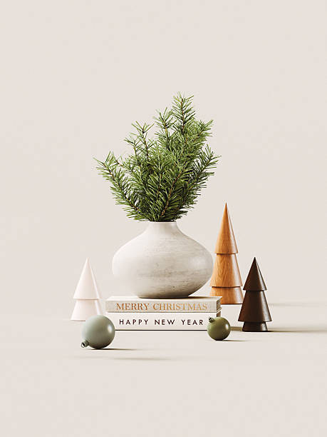 Christmas decoration with Merry Christmas text on white background.