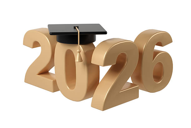 istock Academic achievement symbolized by graduation cap resting on golden 2026 education numerals, representing background white scholarly milestone 2238508997