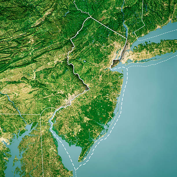 istock New Jersey Satellite Topographic Map 3D Render Color Border 2238510035