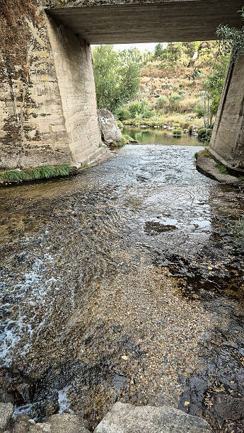 istock Clear Tinhela River flows beneath a concrete bridge at Praia Fluvial Rebelos near Murca, Tras-os-Montes, Portugal. Natural banks, tranquil water, and wild landscape invite peaceful leisure. 2238512032
