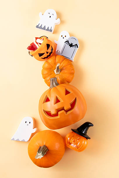 Directly above view photo of halloween decorations
