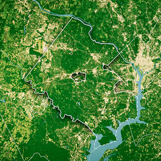 istock Fairfax County Satellite Topographic Map 3D Render Color Border 2238519866