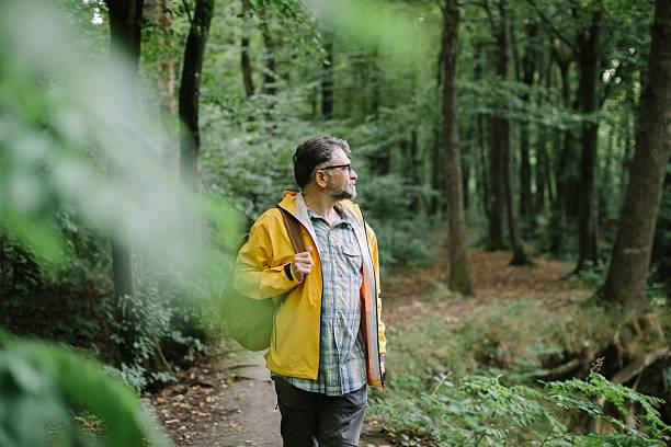 istock Man hiking through forest during adventure journey 2238522431