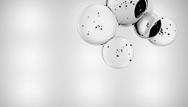 istock Floating translucent bubbles with black specks create minimalist and abstract design against soft gray background, evoking sense of calm and curiosity 2238531003